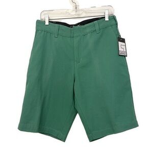 Garage- Men's Green Flat Front Shorts- 28
